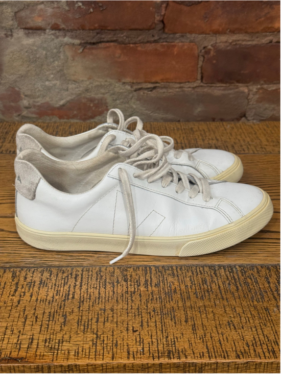 Veja Shoes - Veja Esplar Leather Sneakers White Grey Suede Heel Stitched V Logo EU 39 US 8